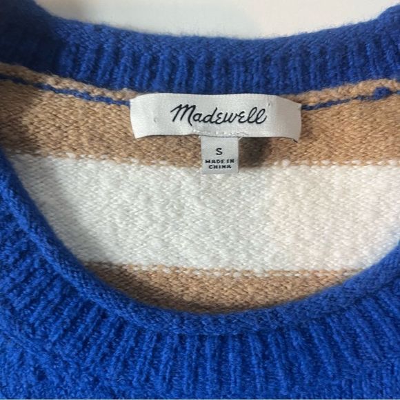 Madewell Striped Belmore Pullover Sweater in Coziest Textured Yarn Small - Picture 2 of 9